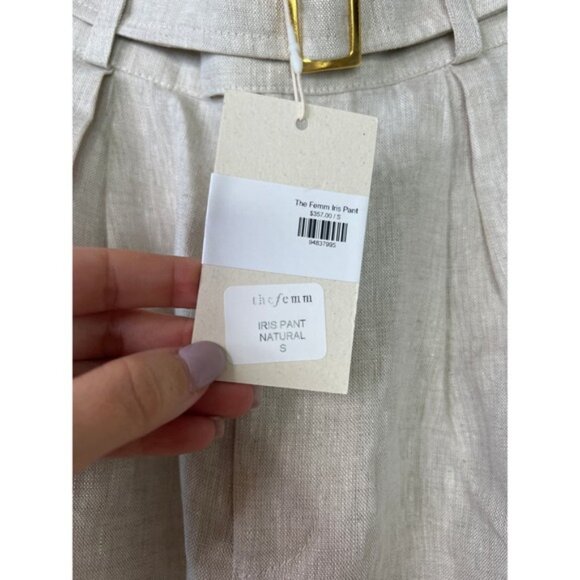 NWT The Femm Iris Super Wide Leg High Waisted Linen Pant Natura Size: Small - Picture 4 of 8